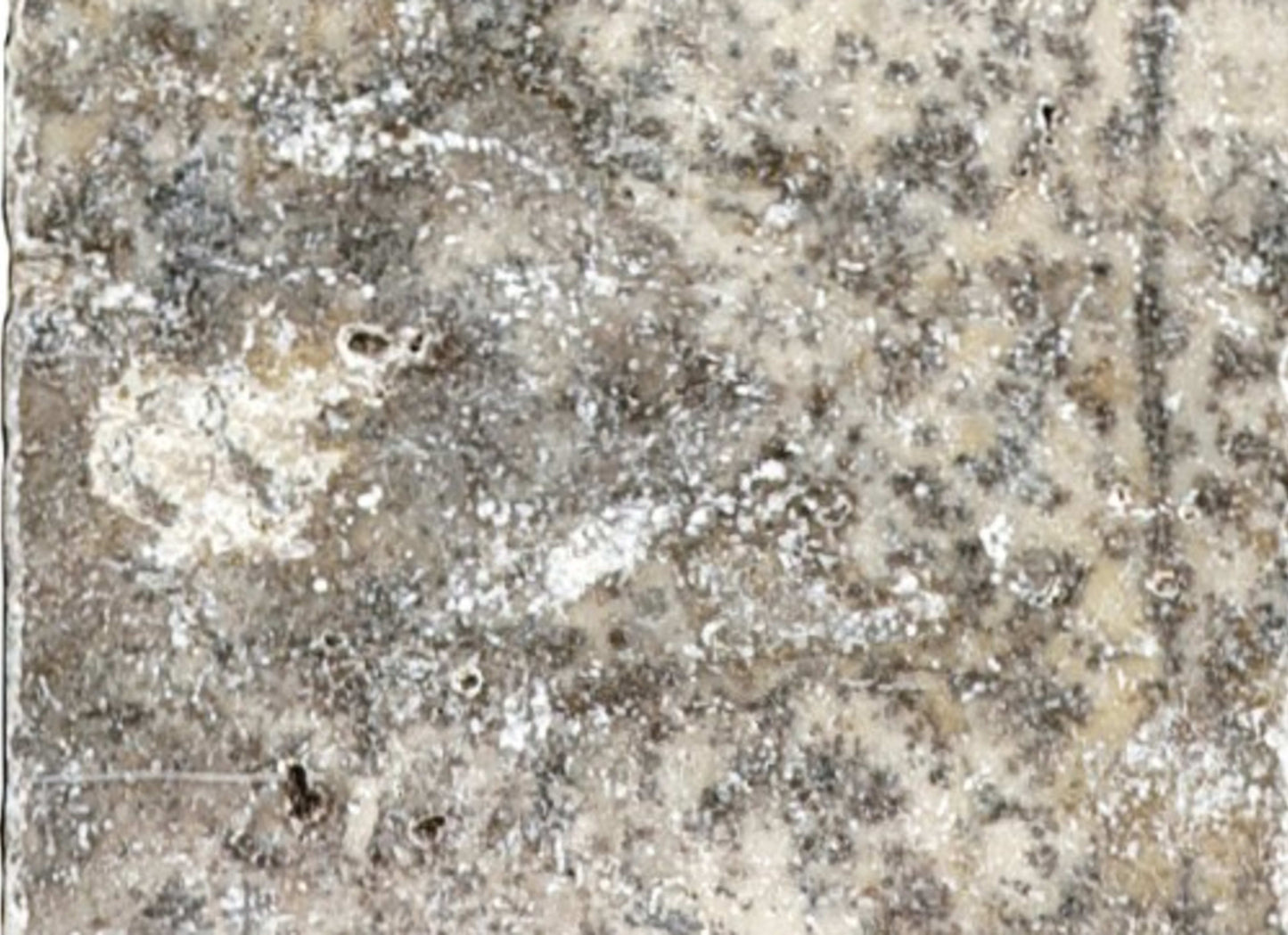 Travertine in Silver Ash Tumbled 4x4
