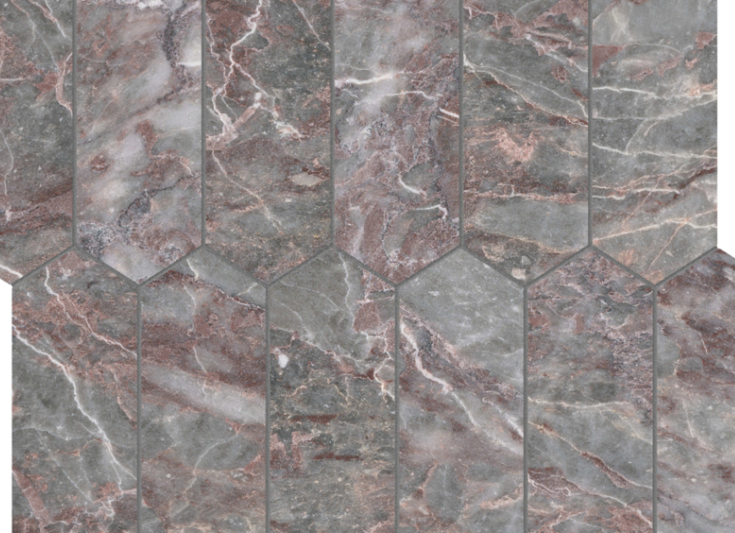 Sereno Burgundy in Picket Mosaic Honed