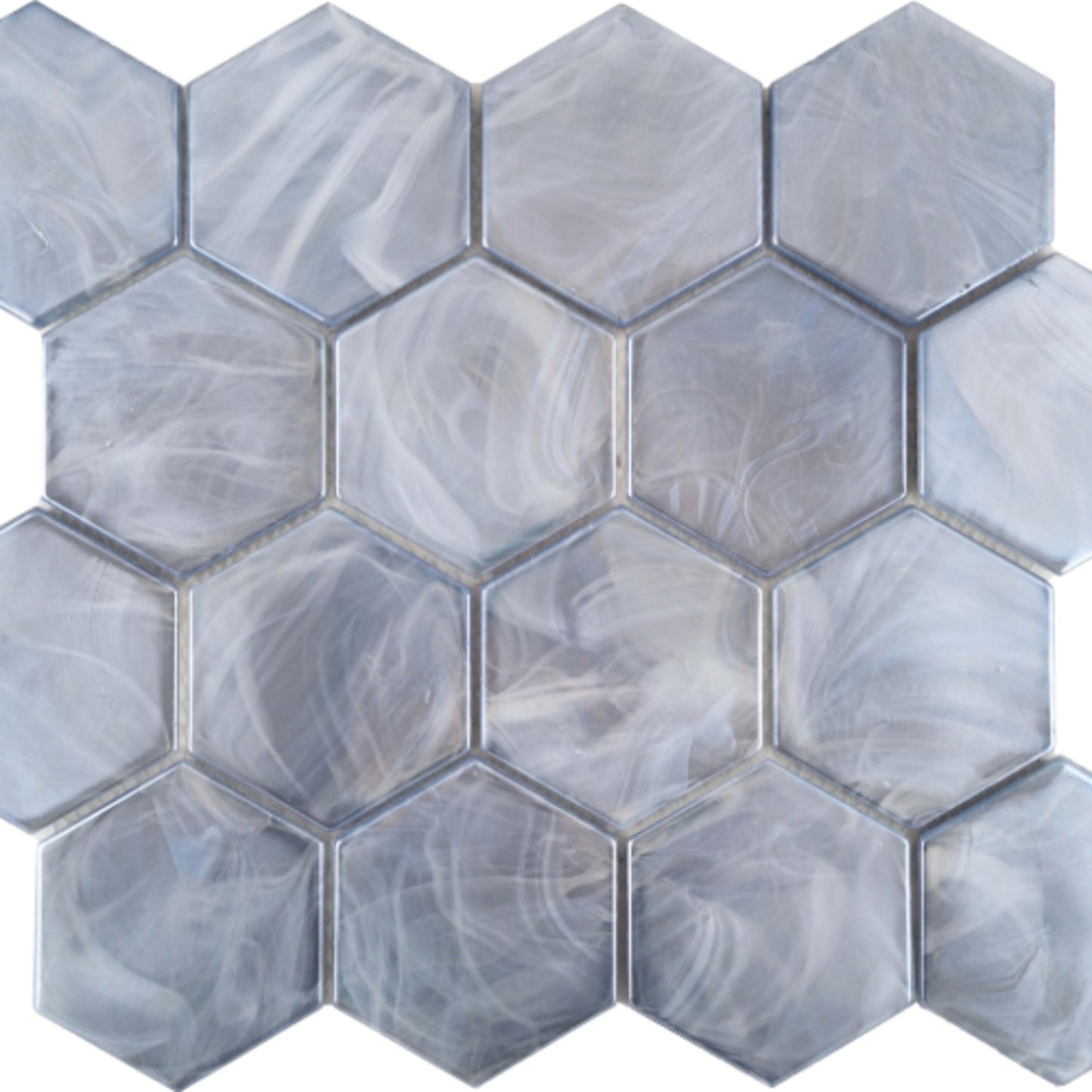Splash in Blue / 3" Hex Glass Tile