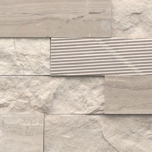 Structure in Structure 3d Ledger Cream (Limestone) 6” X 24”