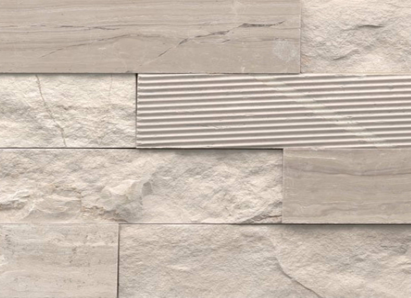 Structure in Structure 3d Ledger Cream (Limestone) 6” X 24”