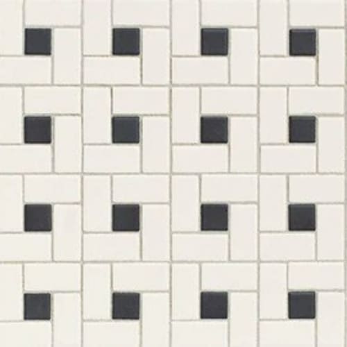 Unglazed Mosaics in Ice White/Black Windmill