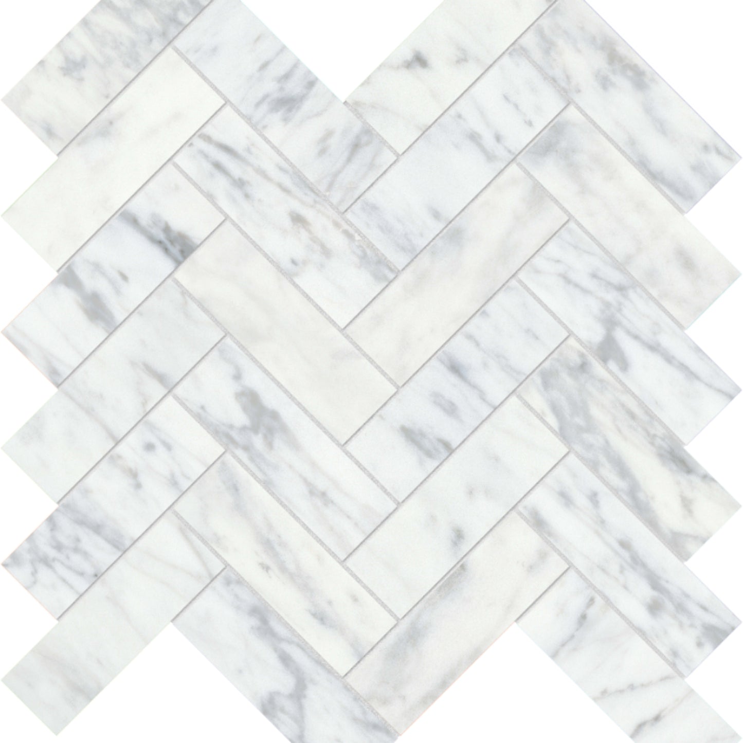 Virtue Bianco in Herringbone Mosaic Honed Natural Stone