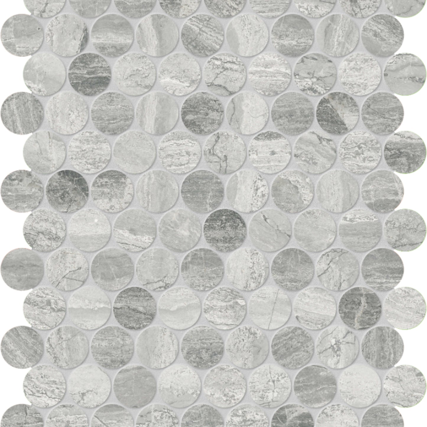 Volcana Notte in Penny Round Mosaic Honed Natural Stone