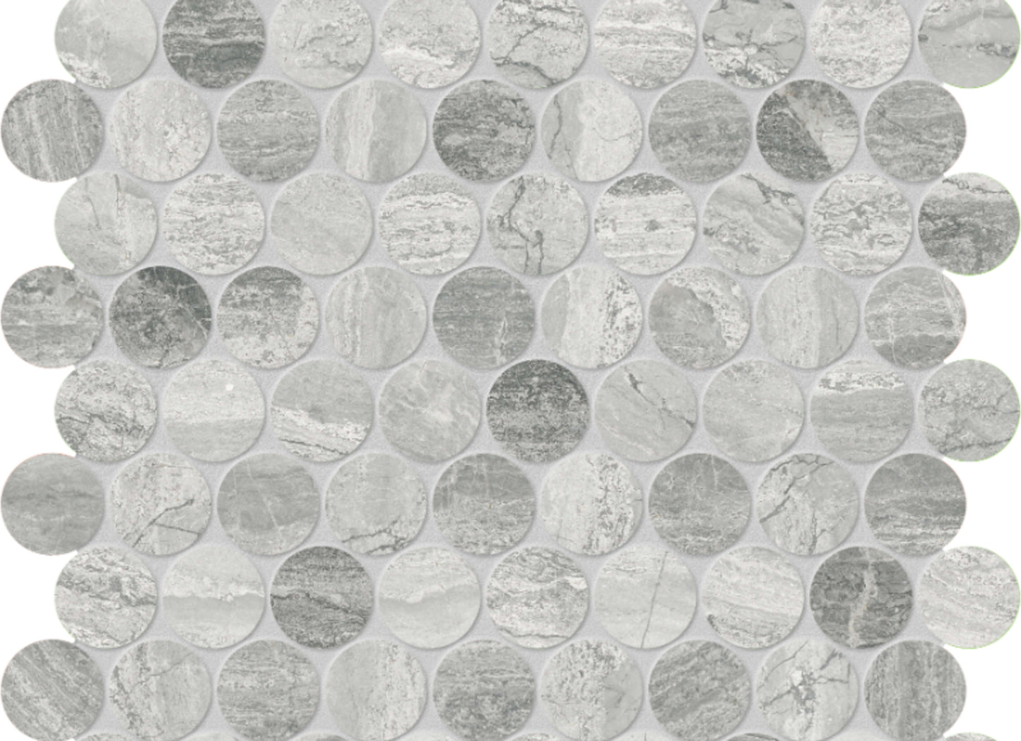 Volcana Notte in Penny Round Mosaic Honed
