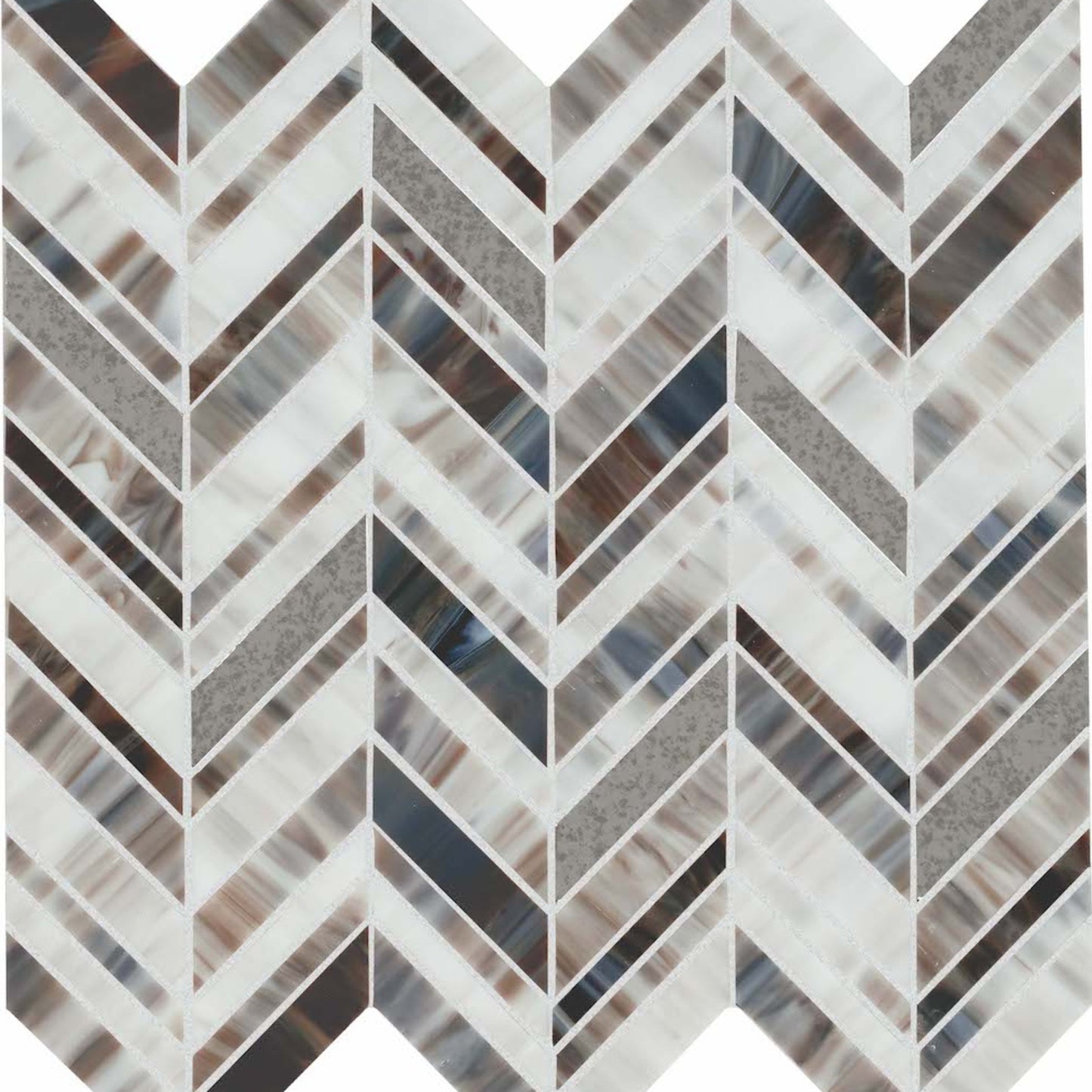 Chadwick in Dark Mix Chevron Glass Tile