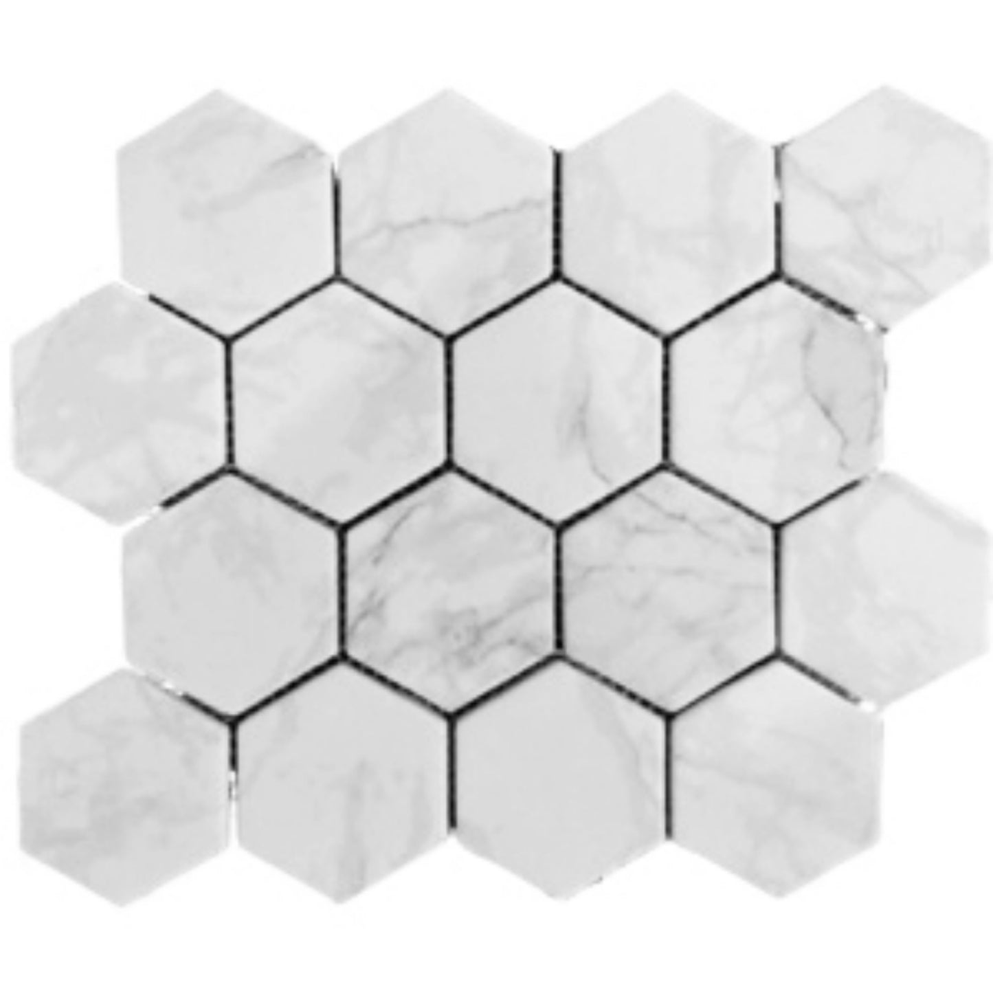Revival in Carrara Hex Glass Tile