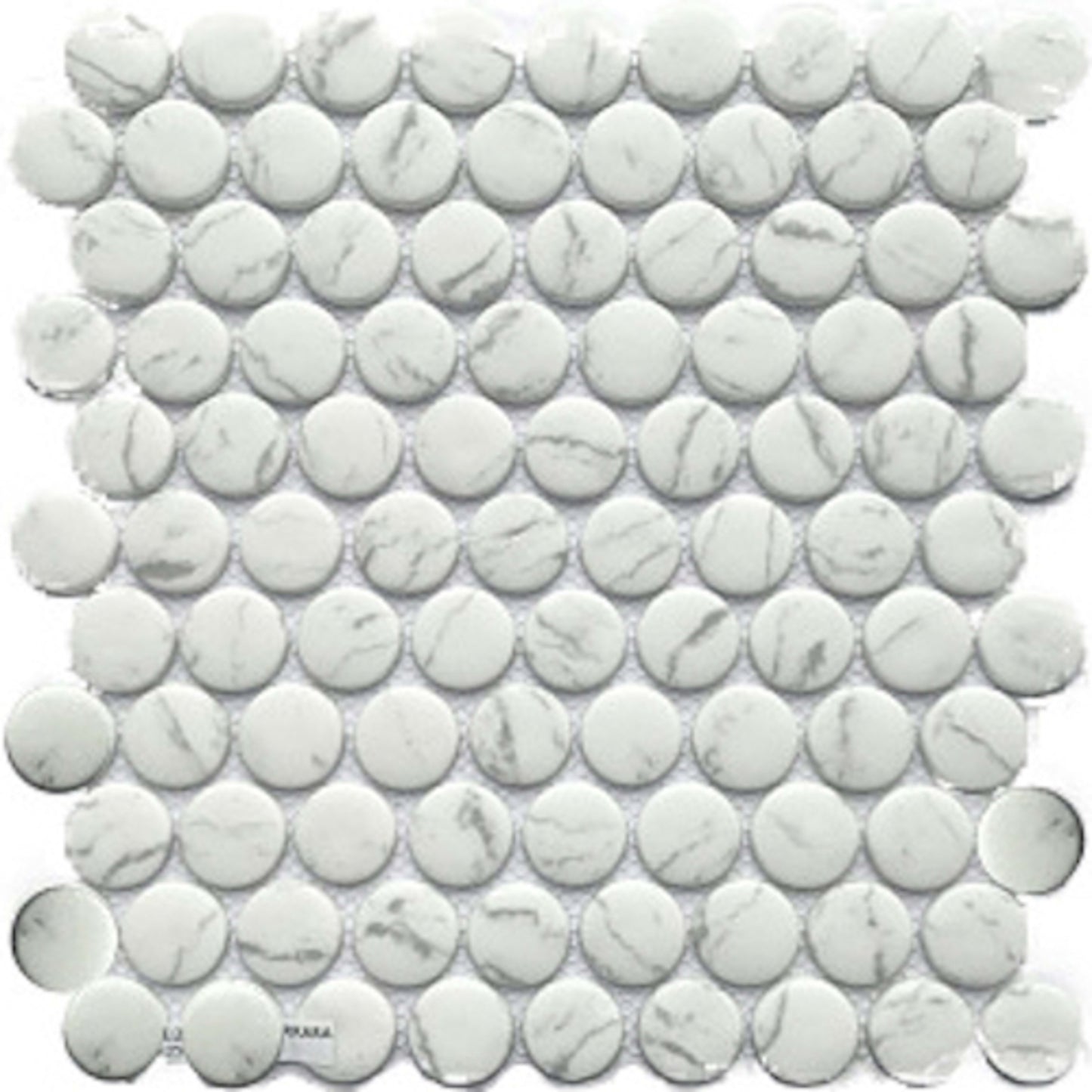 Revival in Carrara Penny Glass Tile