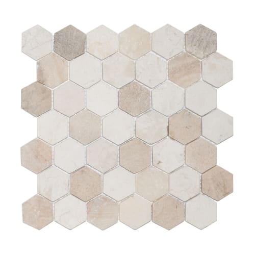 Hexagon Tile in Beach Mix - Natural