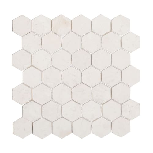 Hexagon Tile in White Marble - Natural