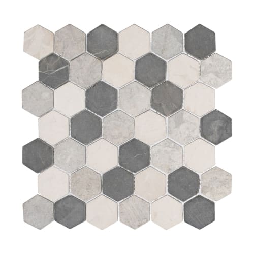 Hexagon Tile in Grey Scale - Natural
