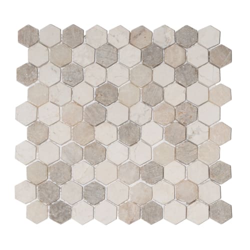 Mini Hexagon Tile in Beach Mix - Natural