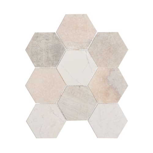 XL Hexagon Tile in Beach Mix - Natural