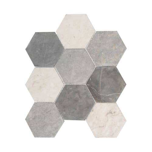 XL Hexagon Tile in Grey Scale - Natural
