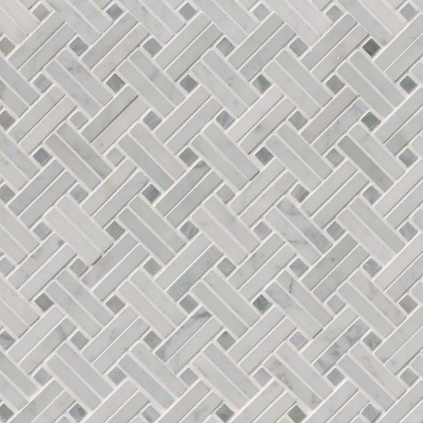 Carrara White in Carrara White - Basketweave Polished Natural Stone