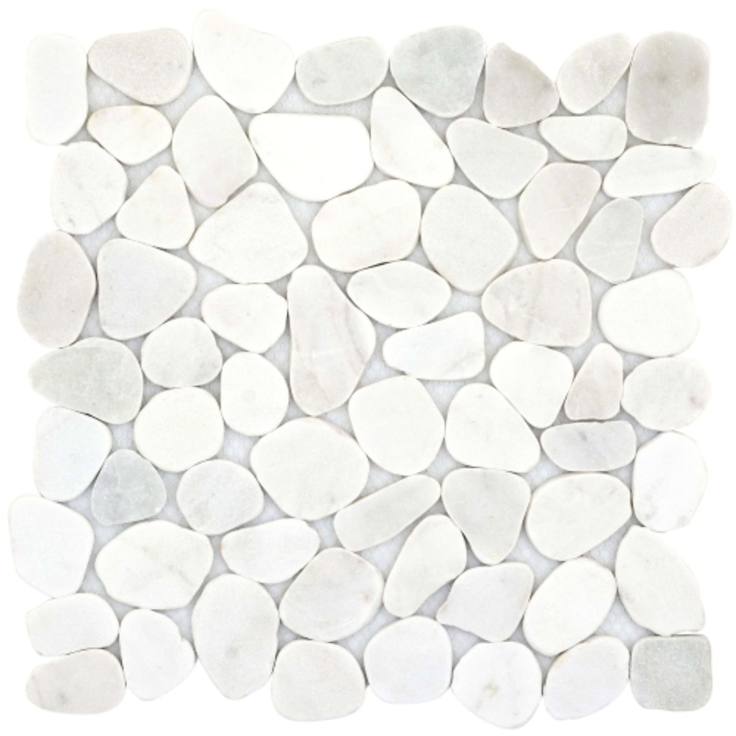 Cultura in White 12" X 12" Pebble On Mesh Natural Stone