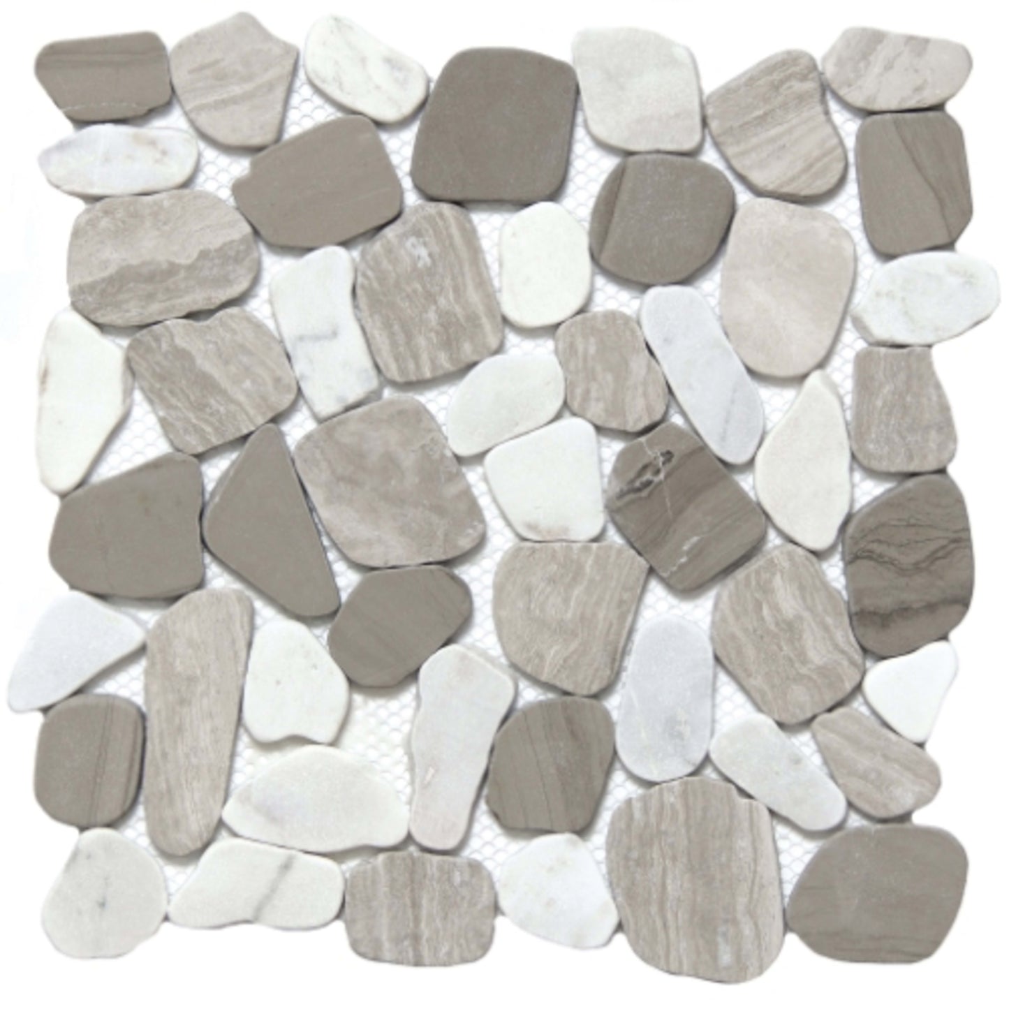 Cultura in Winter 12" X 12" Pebble On Mesh Natural Stone