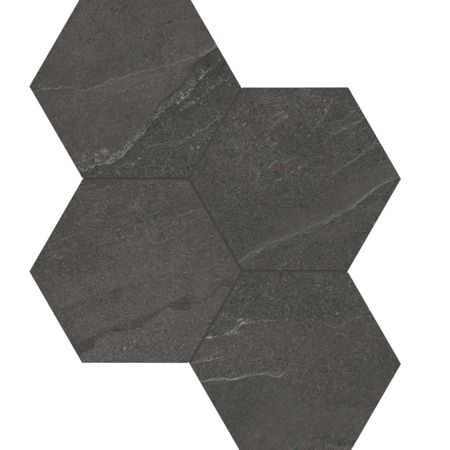 Niles in Black Mosaic 6" Hex Tile