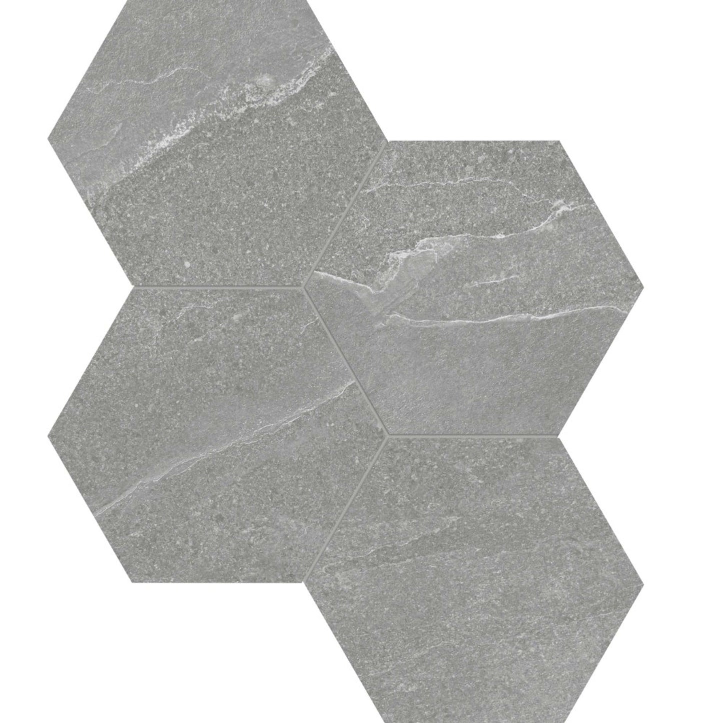 Niles in Medium Grey Mosaic 6" Hex Tile
