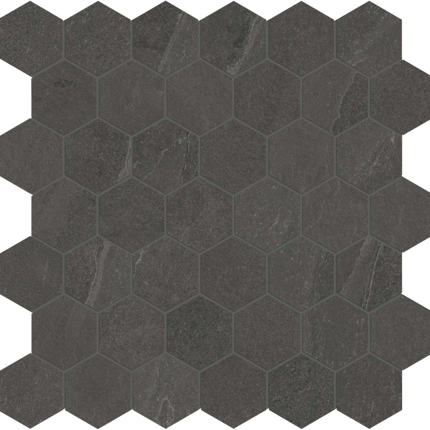 Niles in Black Mosaic 2" Hex Tile