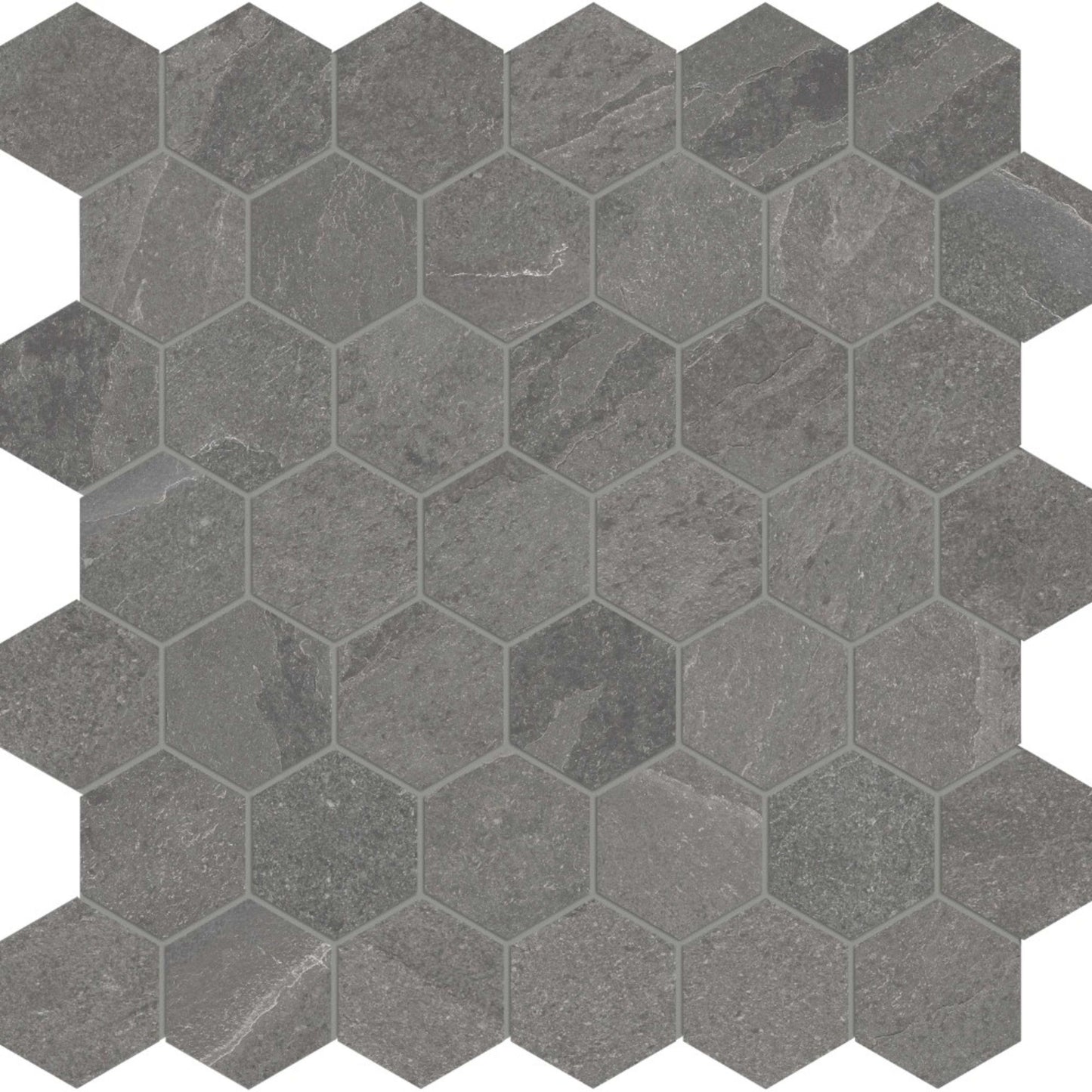 Niles in Dark Grey Mosaic 2" Hex Tile