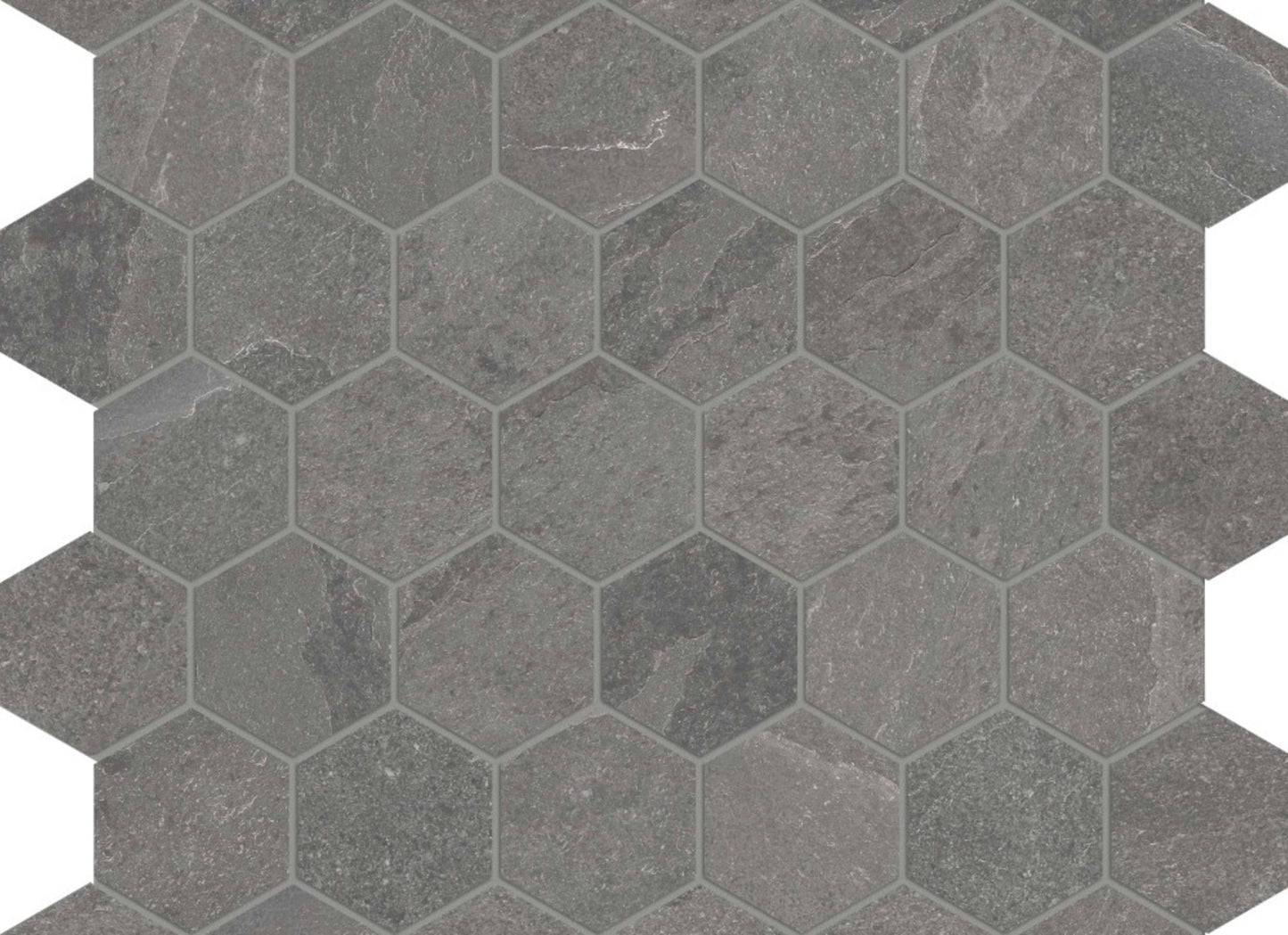Niles in Dark Grey Mosaic 2" Hex