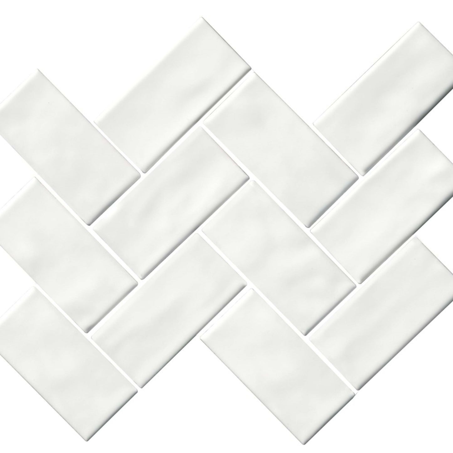 Regina in White Mosaic Herringbone Tile