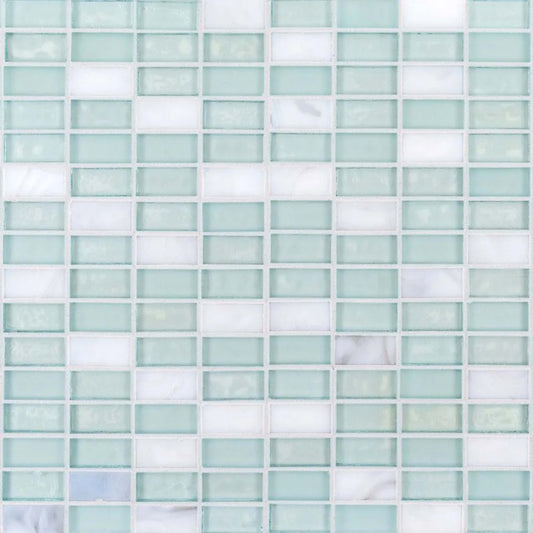 5/8" Stack Brick Blend Mosaic in Mo'Orea Glass Tile
