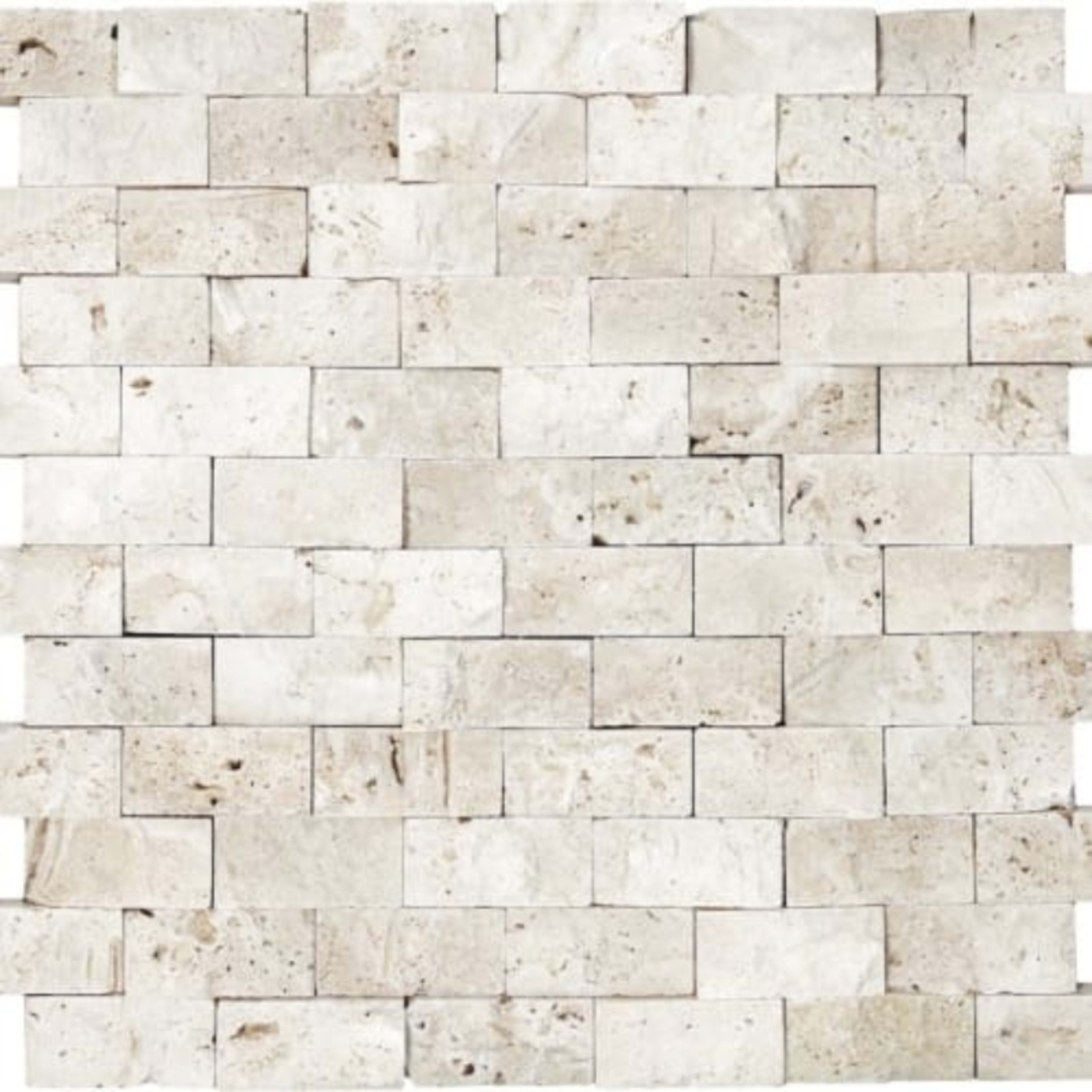 Ivory Travertine in 1x2 In Split Face Mosaics Natural Stone