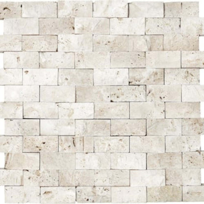 Ivory Travertine in 1x2 In Split Face Mosaics Natural Stone