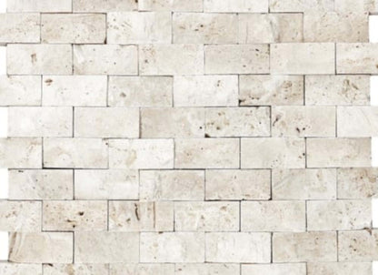 Ivory Travertine in 1x2 In Split Face Mosaics