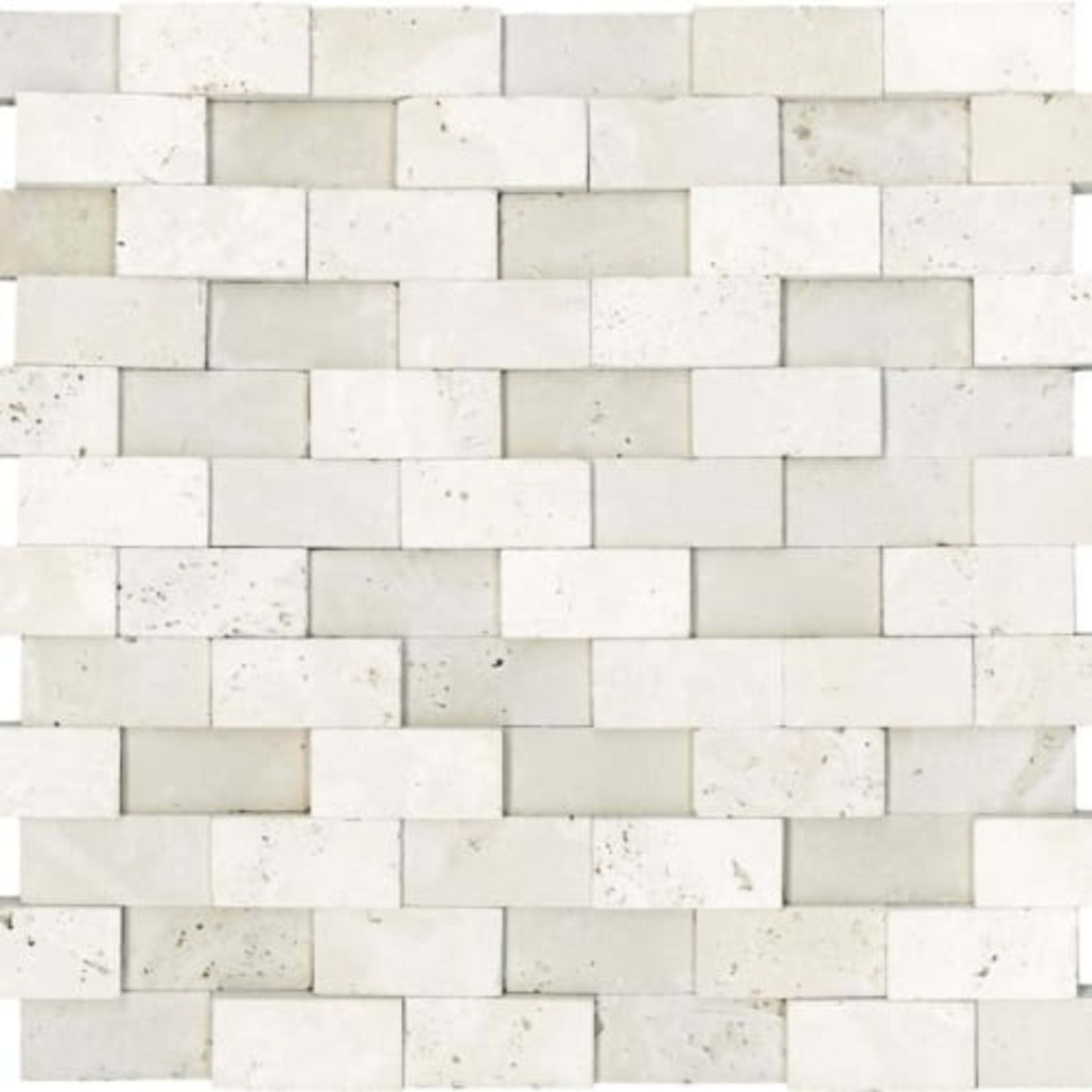Ivory Travertine in 1x2 In Honed Cubics Mosaics Natural Stone