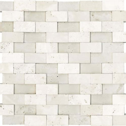 Ivory Travertine in 1x2 In Honed Cubics Mosaics Natural Stone
