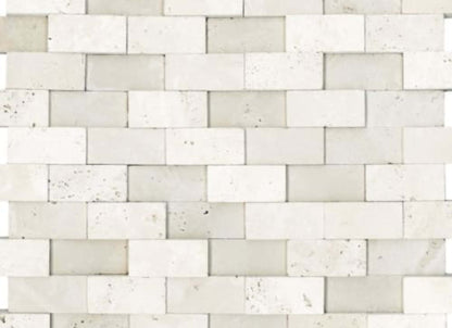 Ivory Travertine in 1x2 In Honed Cubics Mosaics