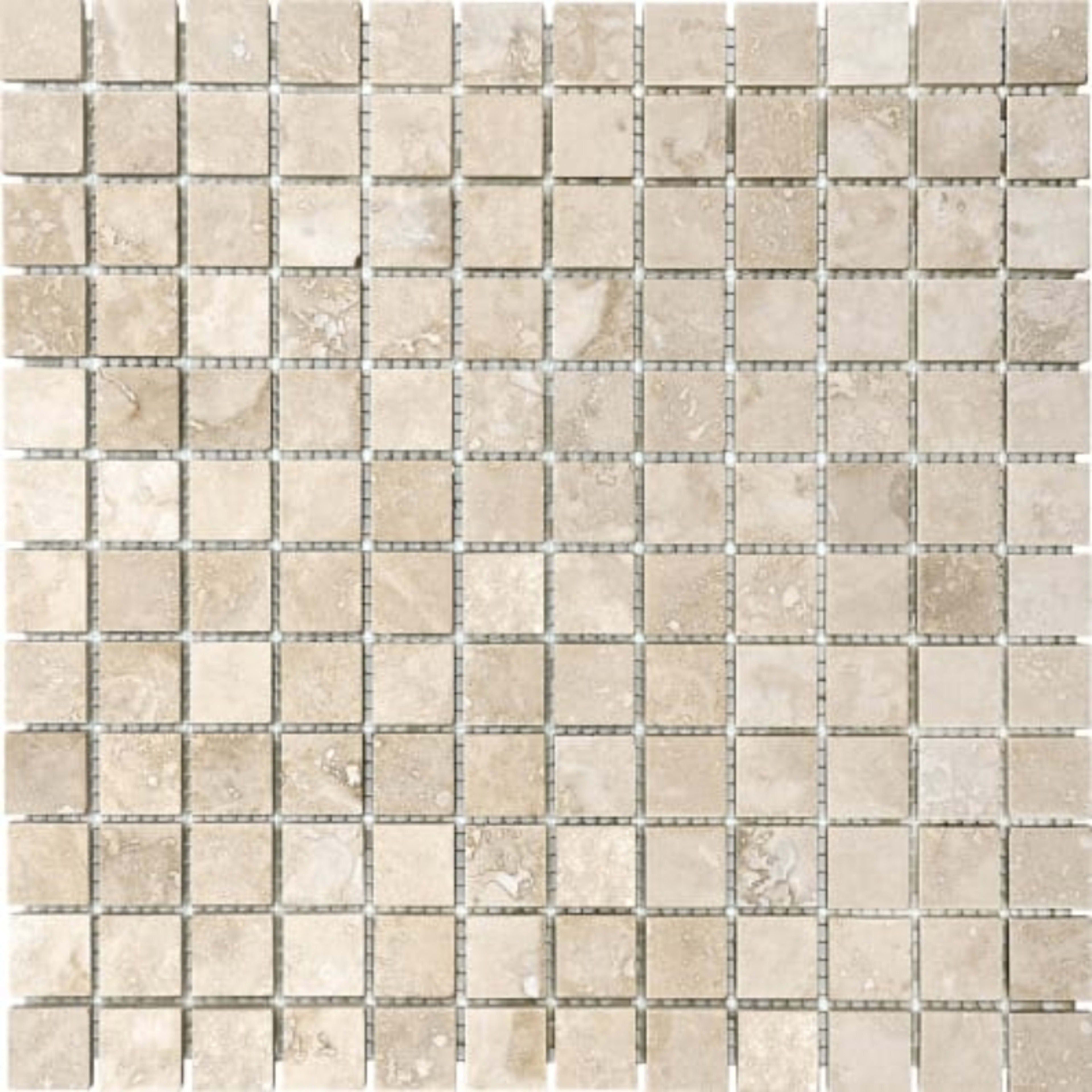 Ivory Travertine in 1x1 In Filled & Honed Mosaics Natural Stone