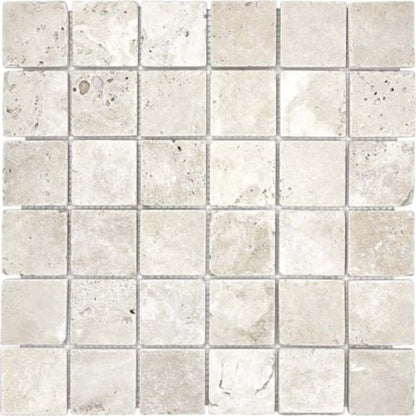 Ivory Travertine in 2x2 In Tumbled Mosaics Natural Stone