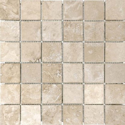 Ivory Travertine in 2x2 In Filled & Honed Mosaics Natural Stone