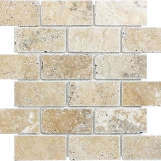 Picasso in 2x4 In Tumbled Mosaics Natural Stone
