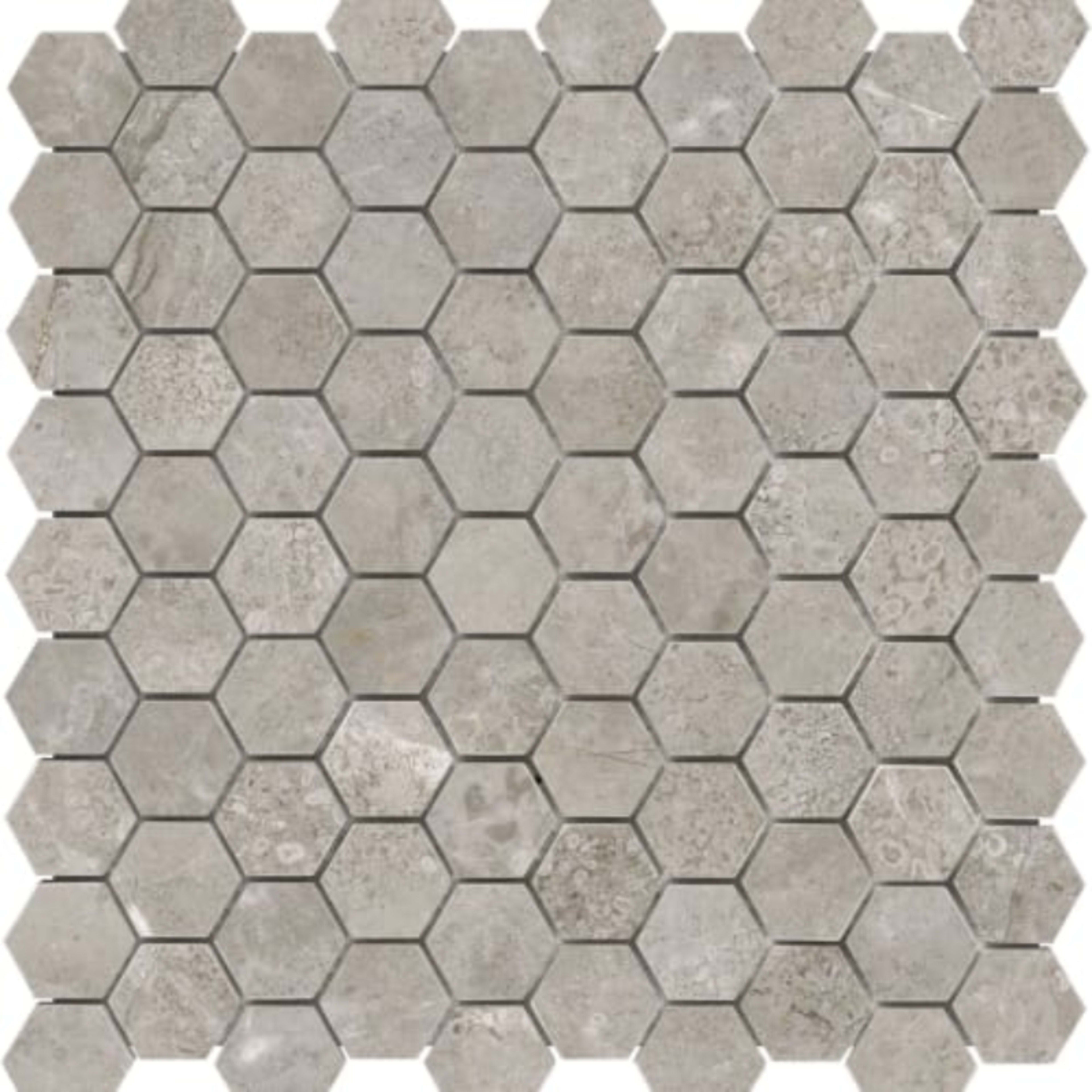 Ritz Gray in 1.25x1.25 In Hexagon Polished Natural Stone