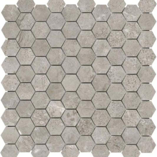 Ritz Gray in 1.25x1.25 In Hexagon Polished Natural Stone