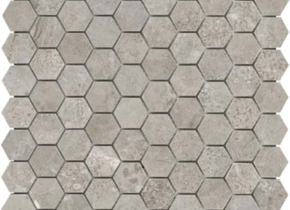 Ritz Gray in 1.25x1.25 In Hexagon Polished