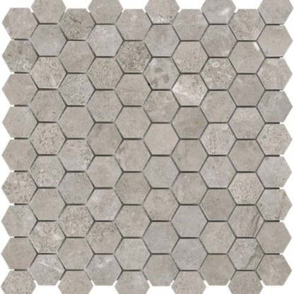 Ritz Gray in 1.25x1.25 In Hexagon Honed Natural Stone