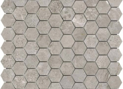 Ritz Gray in 1.25x1.25 In Hexagon Honed