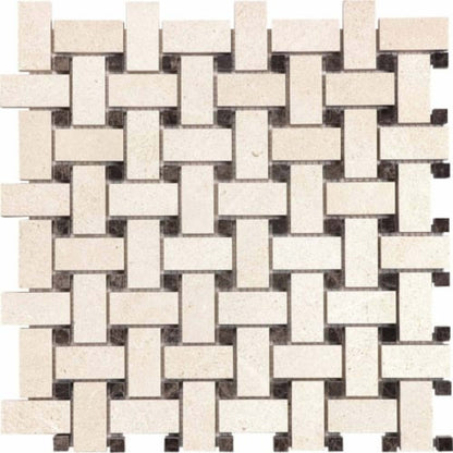 Serene Ivory in Basketweave Polished Natural Stone