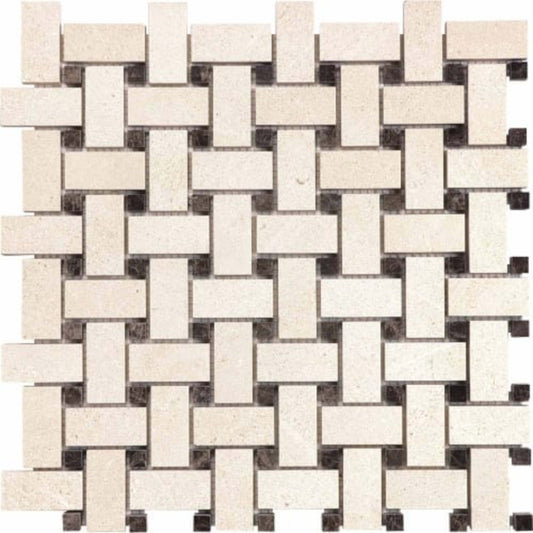 Serene Ivory in Basketweave Polished Natural Stone