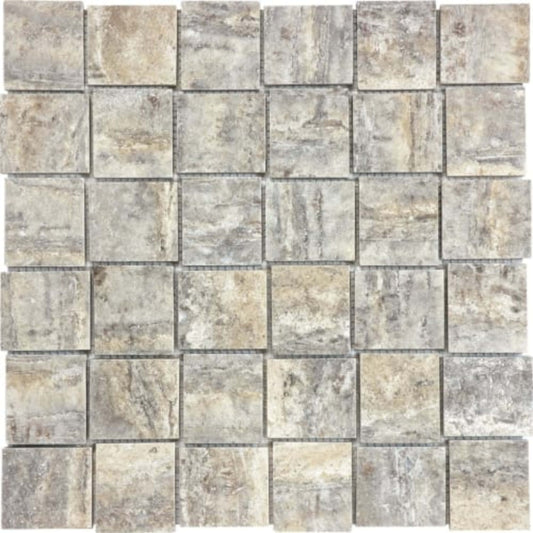 Silver Ash in Basketweave Polished Veincut Natural Stone