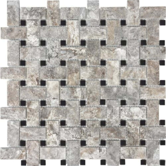 Silver Ash in Basketweave Honed Crosscut Natural Stone