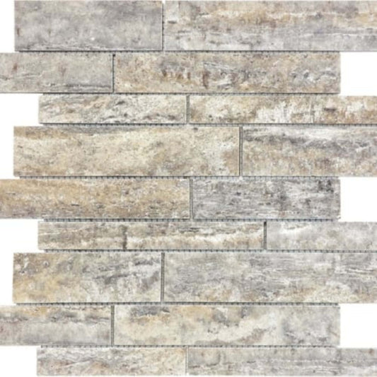 Silver Ash in Random Strip Honed Veincut Natural Stone