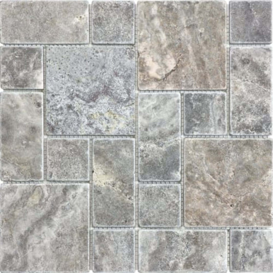 Silver Ash in Roman Pattern Tumbled Natural Stone