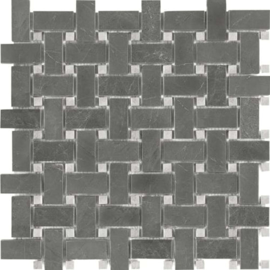 Stark Carbon in Basketweave Polished Mosaics Natural Stone